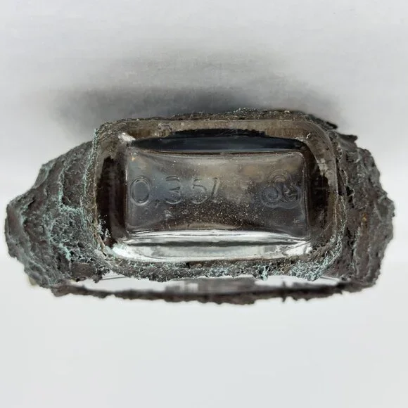 Vintage Austrian Decanter Glass Bottle Scenic Linz Tree Bark Design Cork Stopper - Picture 6 of 12